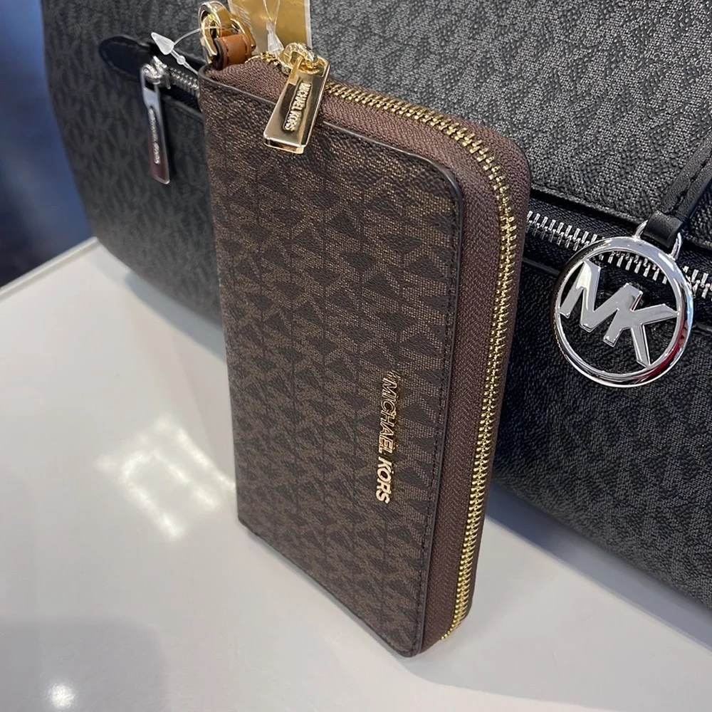 Michael Kors MK Signature Large Flat Multi-Function Phone Case Wallet Wristlet